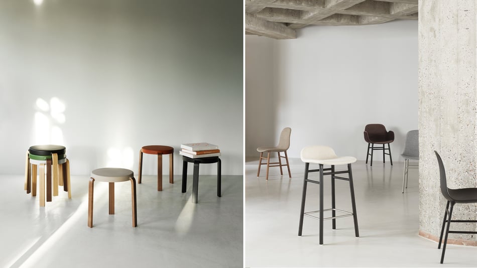 Normann Copenhagen Tap Hocker und Normann Copenhagen Form-Kollektion Normann Copenhagen Tap Hocker und Normann Copenhagen Form-Kollektion