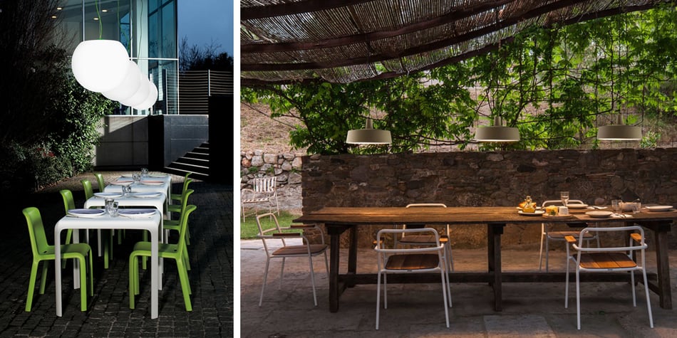 Marset Soho Outdoor Pendelleuchte und Pedrali Happy Apple