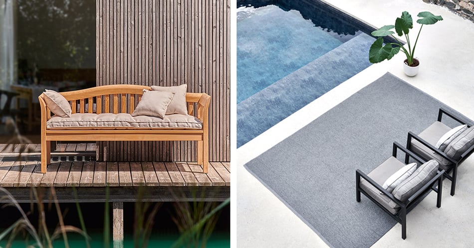 Weishaeupl Sitzauflage und pappelina Mono Outdoorteppich