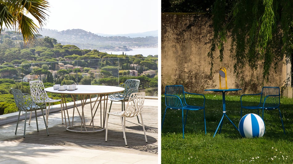 Pedrali Nolita Stuhl und Weishäupl Forest Outdoor Sessel