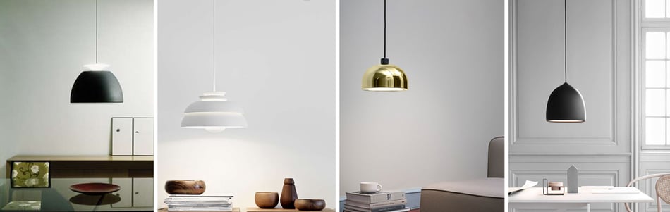 Lumini Bosssa Pendelleuchte, Lightyears Concert P Pendelleuchte, Normann Copenhagen Grant Pendelleuchte und Lightyears Supence Pendelleuchte