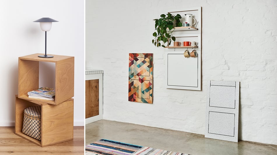 Tojo Cube Nachttisch und Ambivalenz Fläpps Klappstuhl