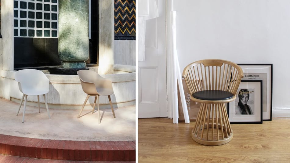 Gubi Bat Dining Chair und Tom Dixon Fan Stuhl