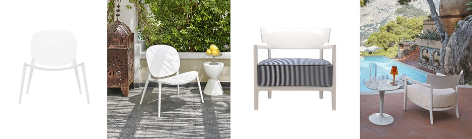 Kartell Be Bop Sessel und Kartell Cara Outdoor Sessel