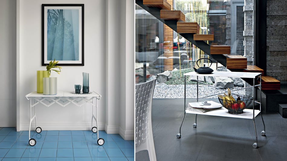 Kartell Battista Rollwagen und Kartell Flip Rollwagen