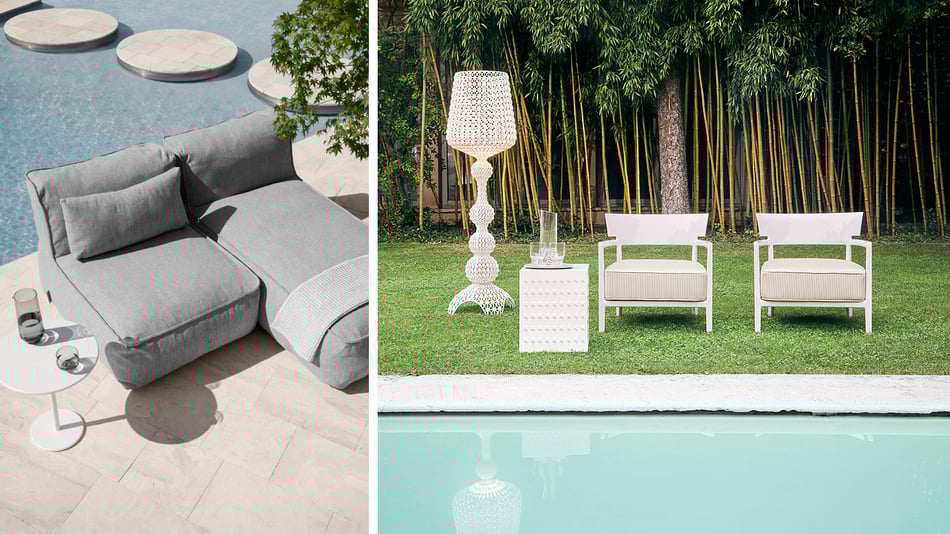 blomus Grow Liege und Kartell Cara Mat Outdoor Sessel
