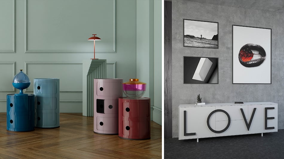 Driade Love und Kartell Componibili