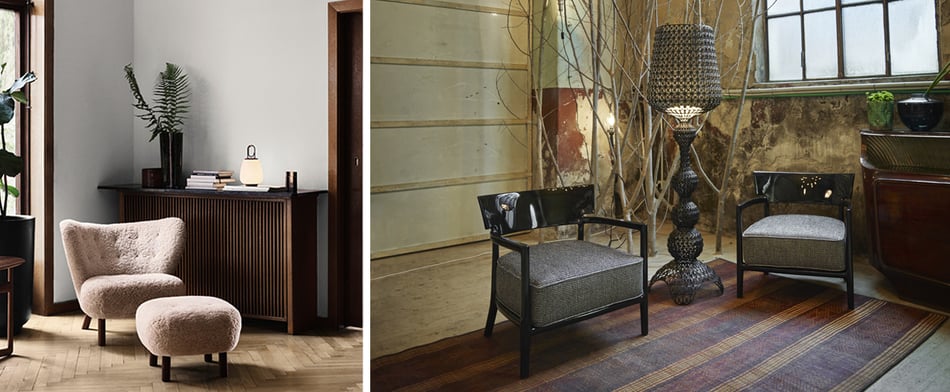 &tradition Little Petra VB1 Loungesessel und Kartell Cara Sessel