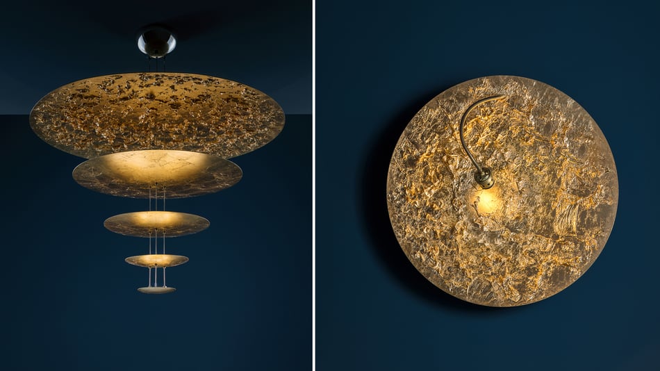 Catellani & Smith Macchina della Luce Pendelleuchte und Catellani & Smith Luna Piena Wandleuchte Catellani & Smith Macchina della Luce Pendelleuchte und Catellani & Smith Luna Piena Wandleuchte